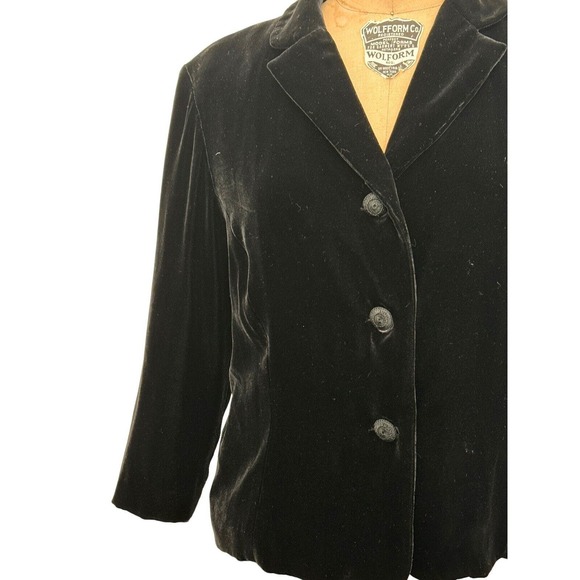 Vintage Mary McFadden Black Velvet Jacket Silk Rayon Blazer Sz Medium - Picture 2 of 8